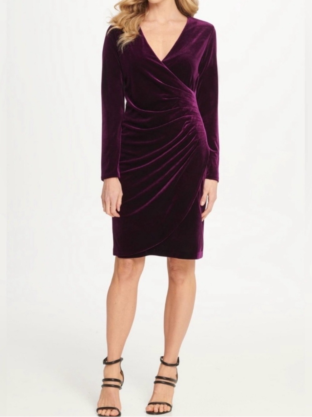 Purple Velvet Wrap Dress